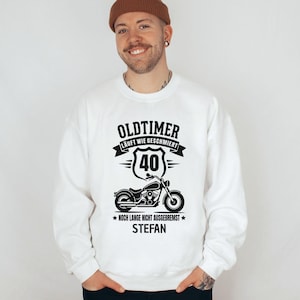 Personalisierter Pullover mit Name Biker Pulli Motorrad Wunschtext Mann runder Geburtstag Geschenk Herren Mode Freund Bike Sweatshirt lustig