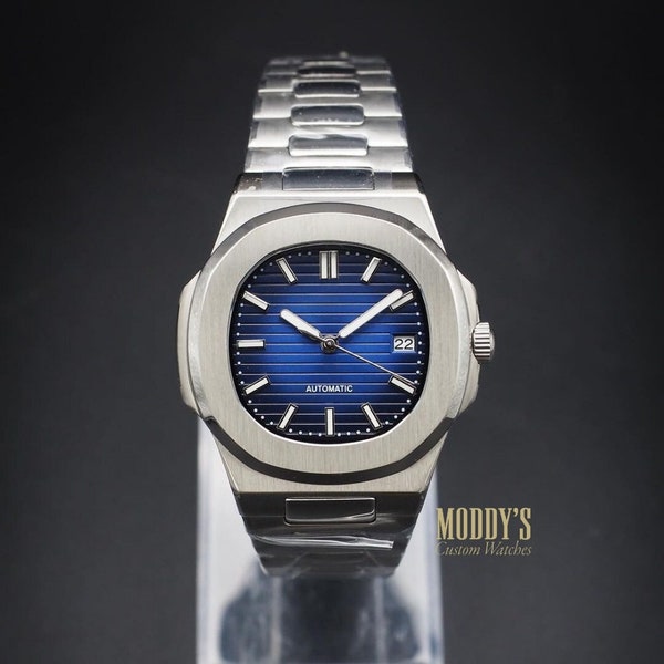 Moddys Custom NH35 Automatic Watch | Blue Nautiko Style | 904L Stainless Steel, Sapphire Crystal | Gift for Him | Luxury | Handmade