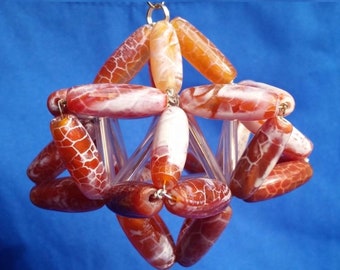 Sacred Geometry Merkaba, Fire Agate, Chakra Balancing, Energy Healing, Spiritual Ascension, Handmade Energized Gift by Deb Starwalker