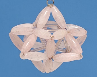 Sacred Geometry Merkaba, Rose Quartz, Chakra Balancing, Energy Healing, Spiritual Ascension, Handmade Energized Gift by Deb Starwalker