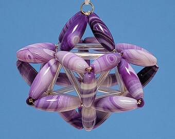 Sacred Geometry Merkaba, Purple Agate, Chakra Balancing, Energy Healing, Spiritual Ascension, Handmade Energized Gift by Deb Starwalker