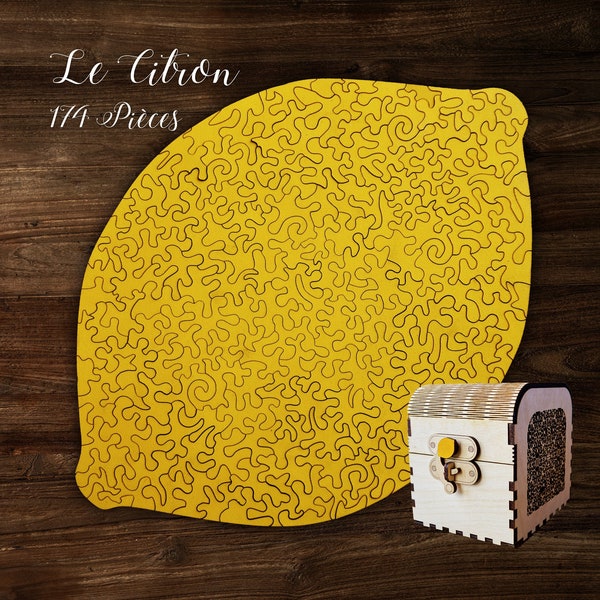 Puzzle citron jaune en bois fait main 174 pièces