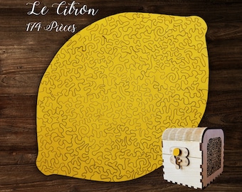 Handmade wooden yellow lemon puzzle 174 pieces