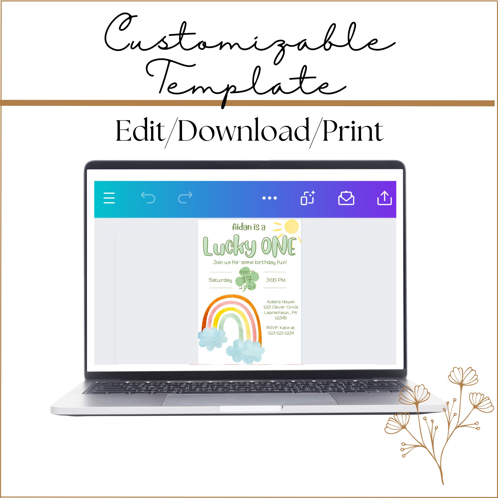 INSTANT DOWNLOAD Lucky One St Patrick's Day Birthday