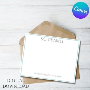 Cartões de agradecimento da família Cartões de notas tão agradecidos Download instantâneo para impressão com modelo Canva personalizável.