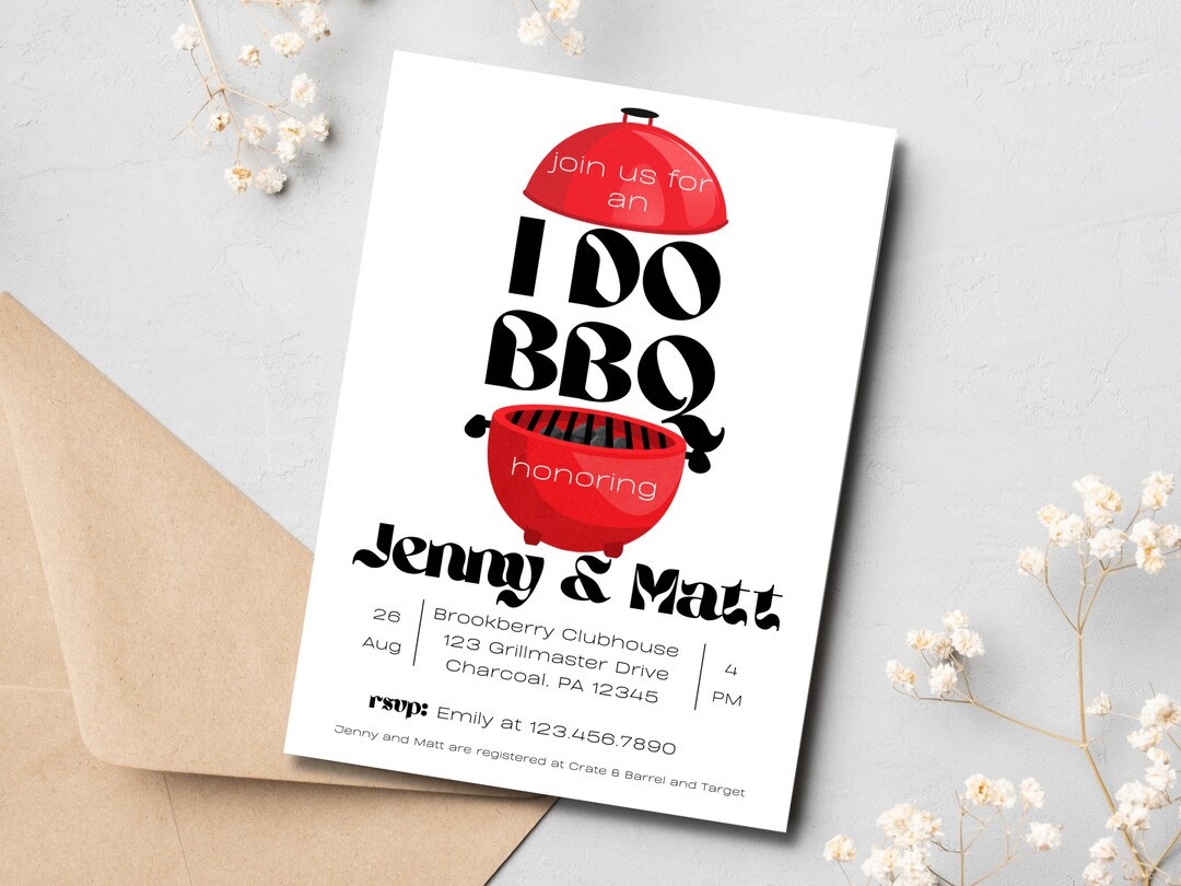 Printable I Do BBQ Wedding Shower Invitation Template - Customizable ...
