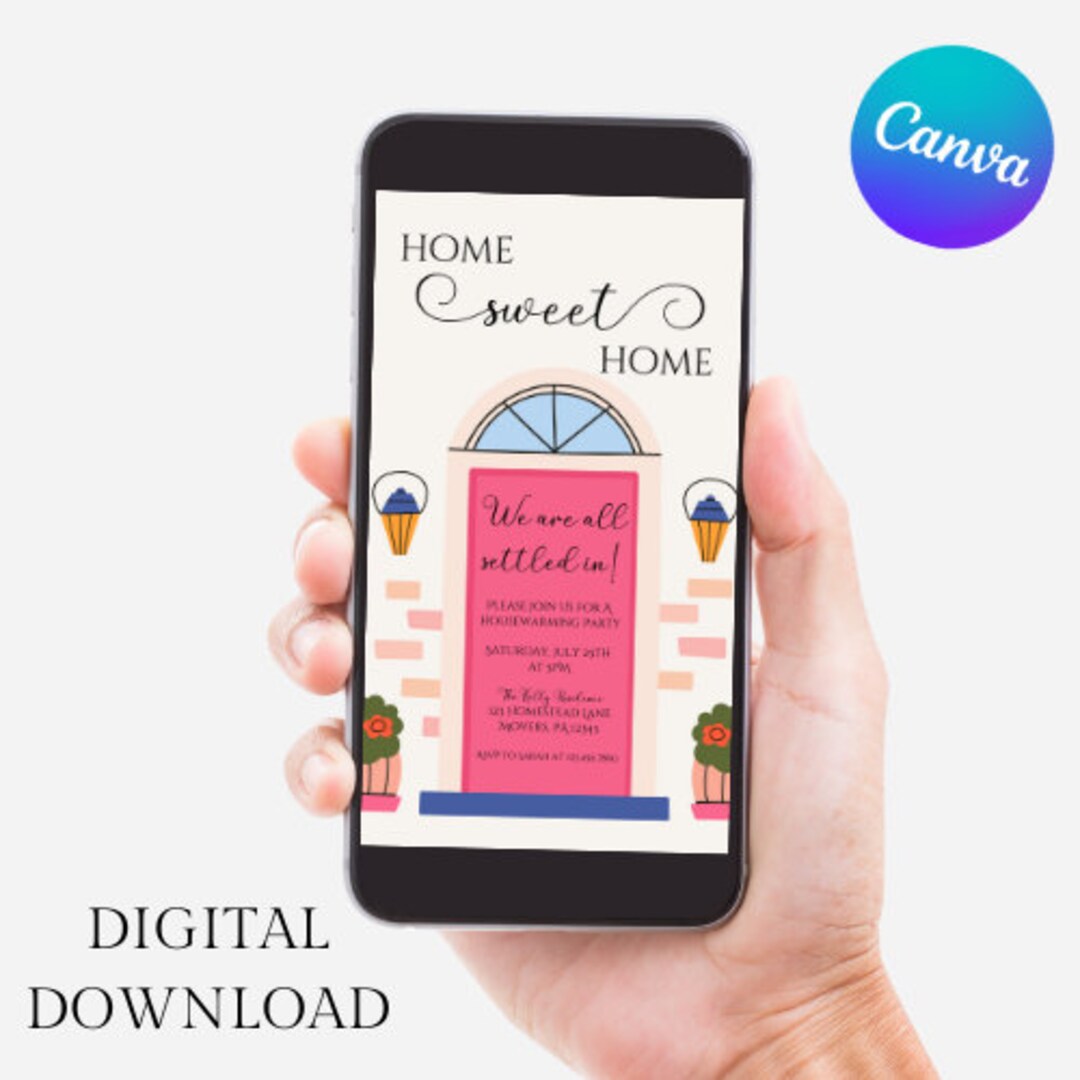 Digital Housewarming Party Invitation: Editable Canva Template - Etsy