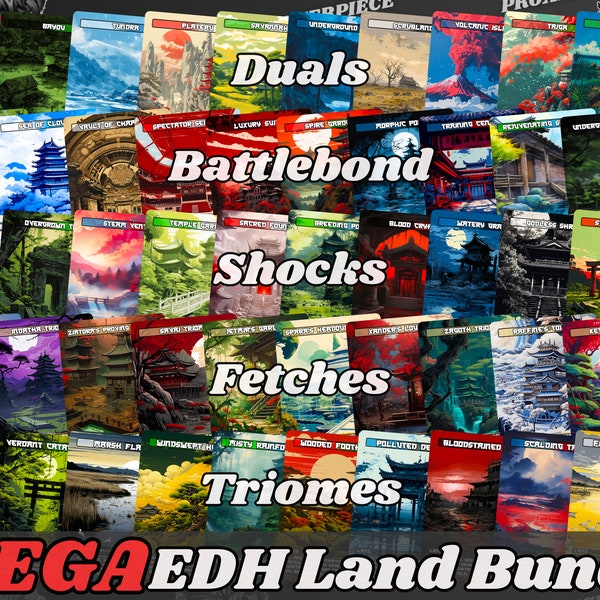 Mega EDH Japanese Land Bundle (50 cards) - Japanese lands set of 50- Unique Full-art Custom MTG proxies-High Quality Lands for EDH and cEDH!