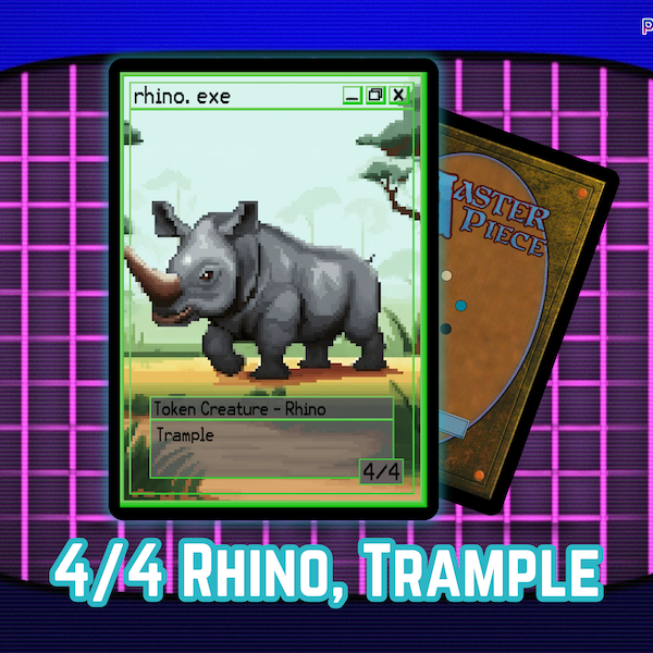 Rhino Token 4/4 (Trample) MTG - Pixel Art - 8bit - Proxy - Magic The Gathering Custom Token Art