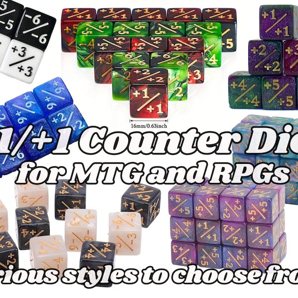 Magic The Gathering, Counter Dice + / - , Various Styles Available, perfect for any magic the gather deck! Edh, Cedh MTG Deck!