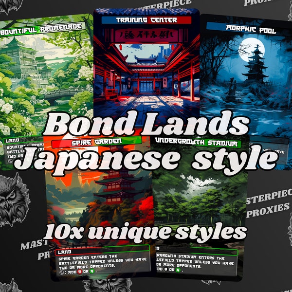 Bond Lands MTG - Japanese style Battlebond lands set of 10 - Unique Full-art Custom MTG proxies - High Quality Lands for your Edh Decks!