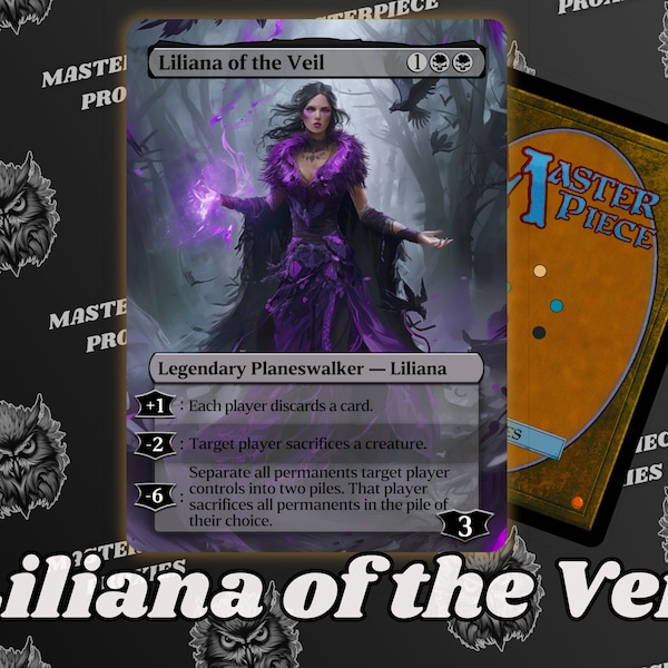 Liliana of the Veil MTG Card - Custom Fantasy Art Series - Full-art Custom MTG proxies - High Quality Cards for your Favorite decks!