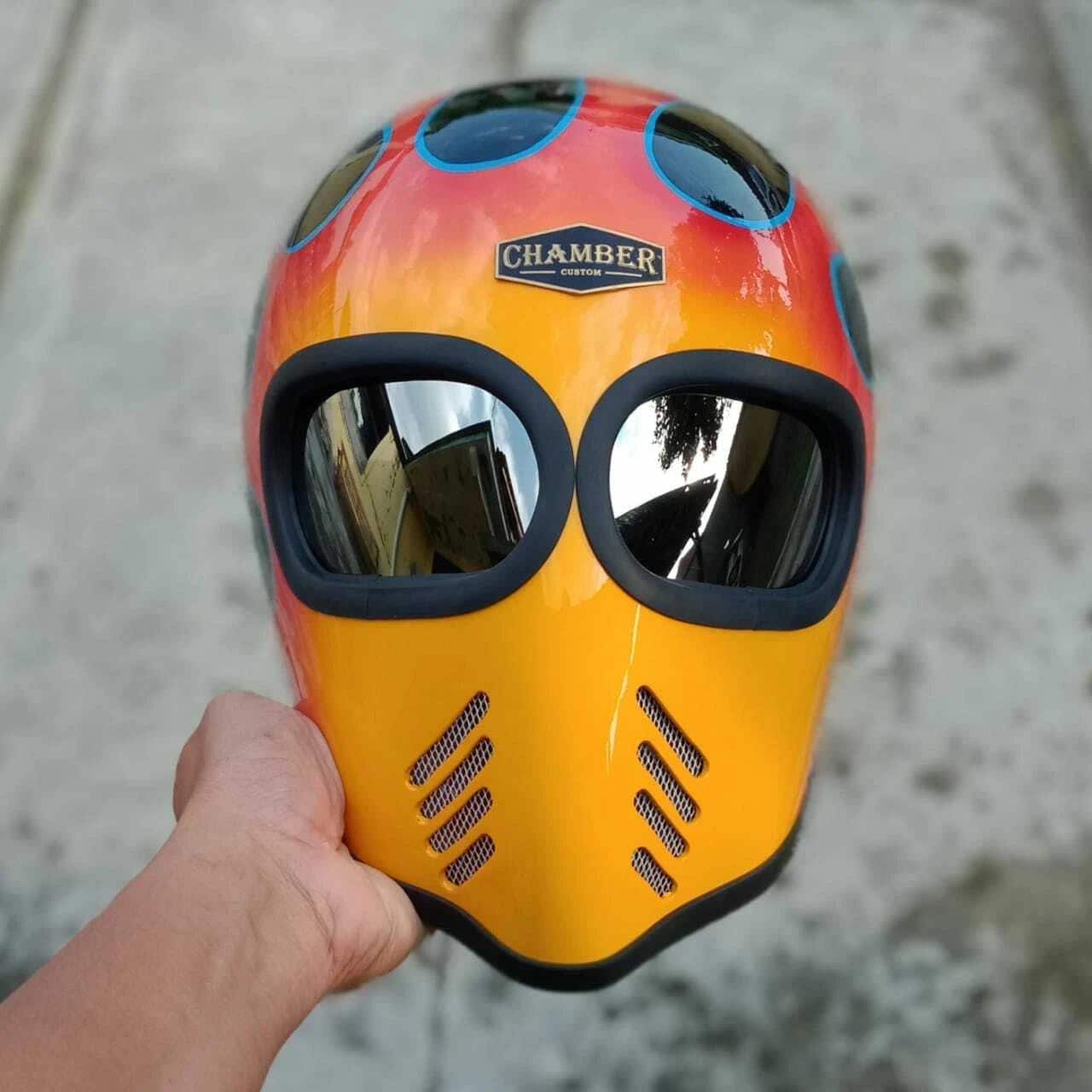 Custom Flames Kevlar Motorcycle Helmet - Cafe Racer, Chopper Style
