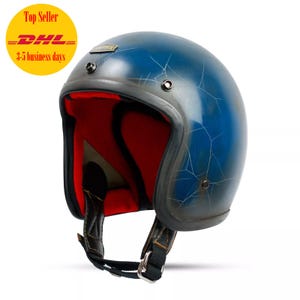 Custom Vintage Open Face Helmet Slimhead 500TX PATINA CRACK CHOPPER Motorcycle
