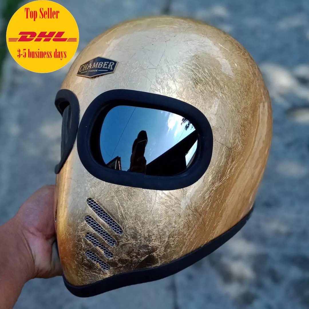 Custom Motorcycle Helmet XF-GP Gold Leaf for Cafe Racer Chopper