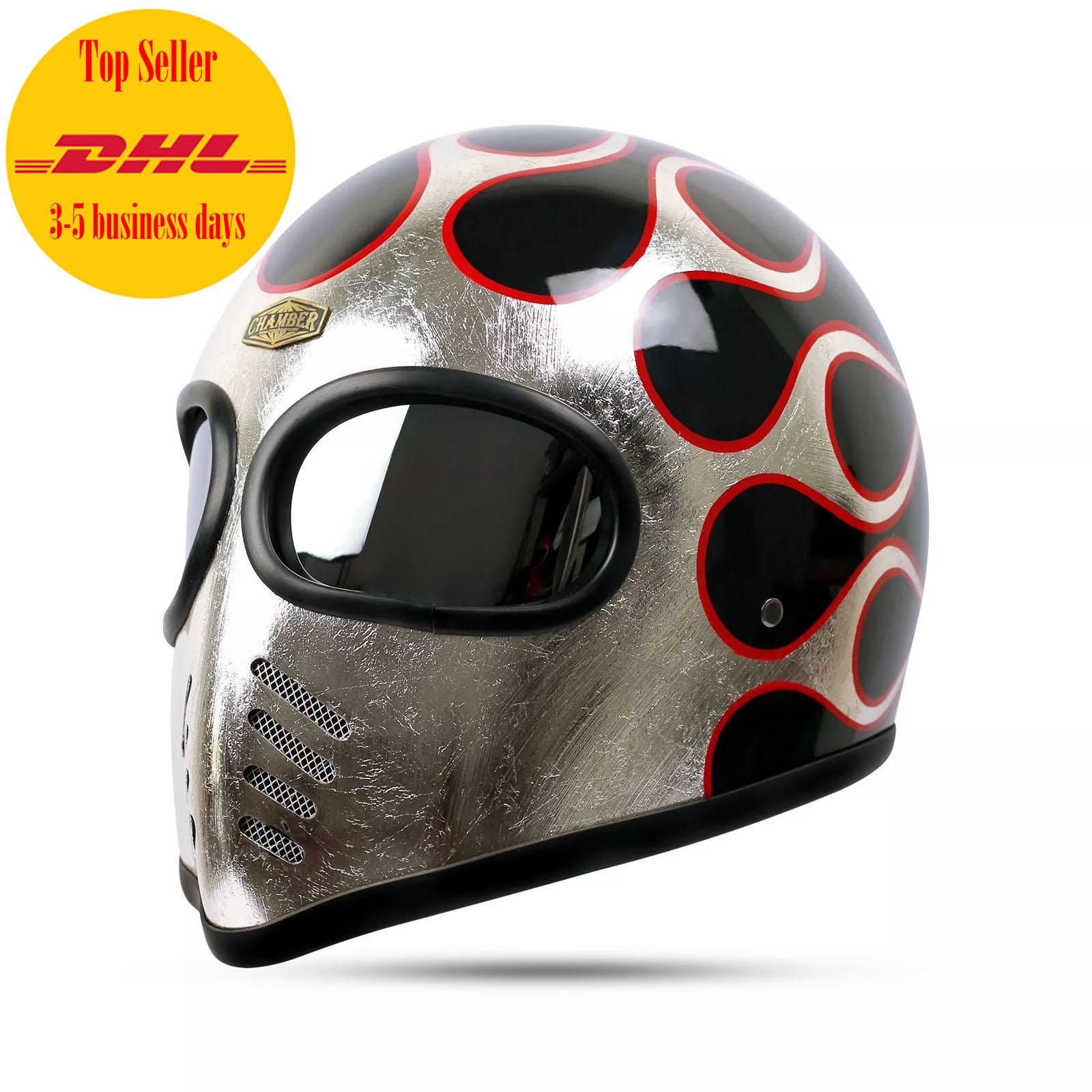 Custom Motorcycle Helmet XF-GP Chrome Cafe Racer Bobber Chopper - Etsy