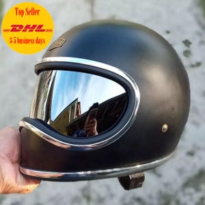 Sale ! Custom Helmet Talgon Black For Cafe Racer Bobber Chopper Motorbikes DOT