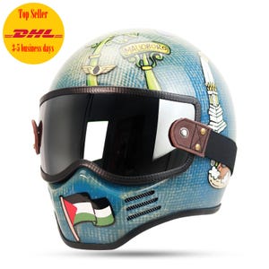 Angebot ! Vintage Custom Helm MT ZERO Raw Googles Chrome Bobber Chopper Motorrad DOT