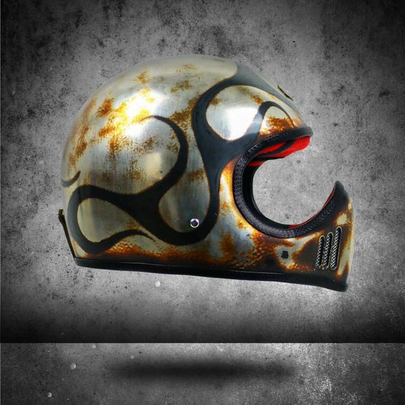 custom flame paint motorcycle helmet Airbrush Design Airbrush Brothers Custom Motorcycle Helmet: Aging Chrome