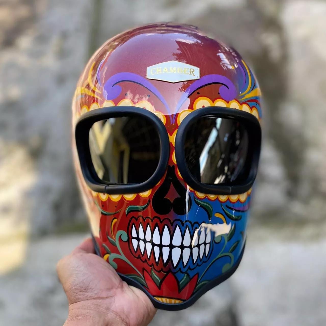 Custom Motorcycle Helmet XF-GP Sugar Skull , Bobber Chopper Style - Etsy