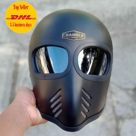 Custom Motorcycle Helmet XF-GP Black for Cafe Racer Bobber Chopper
