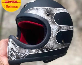 Custom Motorcycle Helmet Full Face Slimmoto Lite Black For Cafe Racer