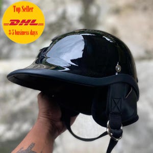 Sale ! Vintage Custom Chamber Helmet Duckies CTX500 Black For Chopper Bobber Motorcycle DOT