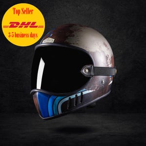 Vintage Custom Helmet Galaxy Stripe Rustic Lines For Chopper Cafe Racer Bobber Motorcycle DOT