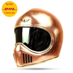 New ! Vintage Custom Helmet Ultra 9 Gold Leaf Cafe Racer Chopper Bobber Motorcycle