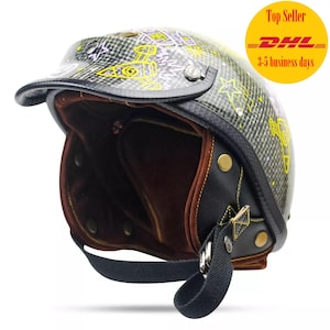 New Vintage Custom Open Face Helmet Eclipse Raw BOBBERCHOPPER CAFERACER Motorbike