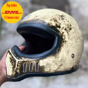 Sale ! Custom Helmet Locomoto Patina Crack Cafe Racer Chopper Bobber Motorcycle DOT