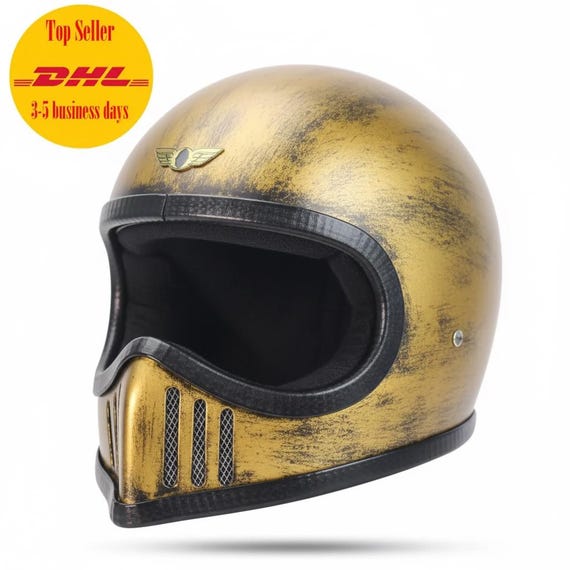 distressed motorcycle helmets GDM REBEL Vintage Full Face Helmet making it a standout piece in your wardrobe Ladies Distressed Brown Vented Scooter