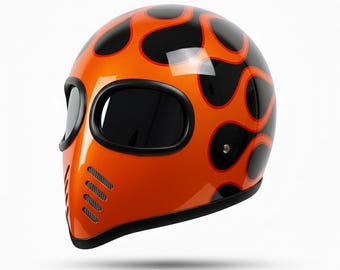 Vintage Orange Motorcycle Helmet - Hustler 200 - Medium - Etsy Vintage Orange Motorcycle Helmet - Hustler 200 - Medium - Etsy