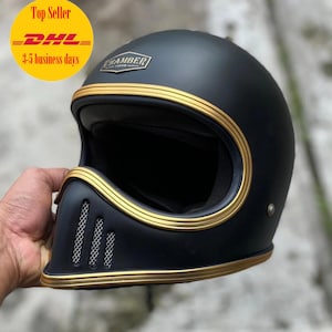 Sale ! Vintage Custom Helmet Draco Black Matte For Cafe Racer Chopper Motorcycle DOT