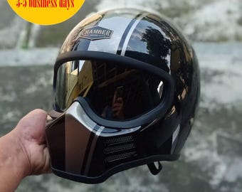 Sale Alert ! Custom Helmet MT ZERO Silver Lines For Cafe Racer Chopper Motorcycle DOT