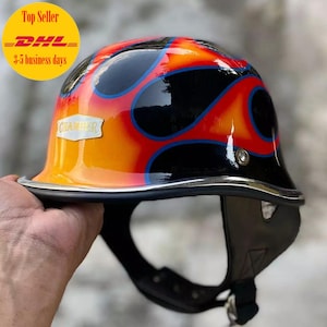 Sale ! Vintage Custom Helmet Nebula Flames For Chopper Cafe Racer Motorcycle DOT