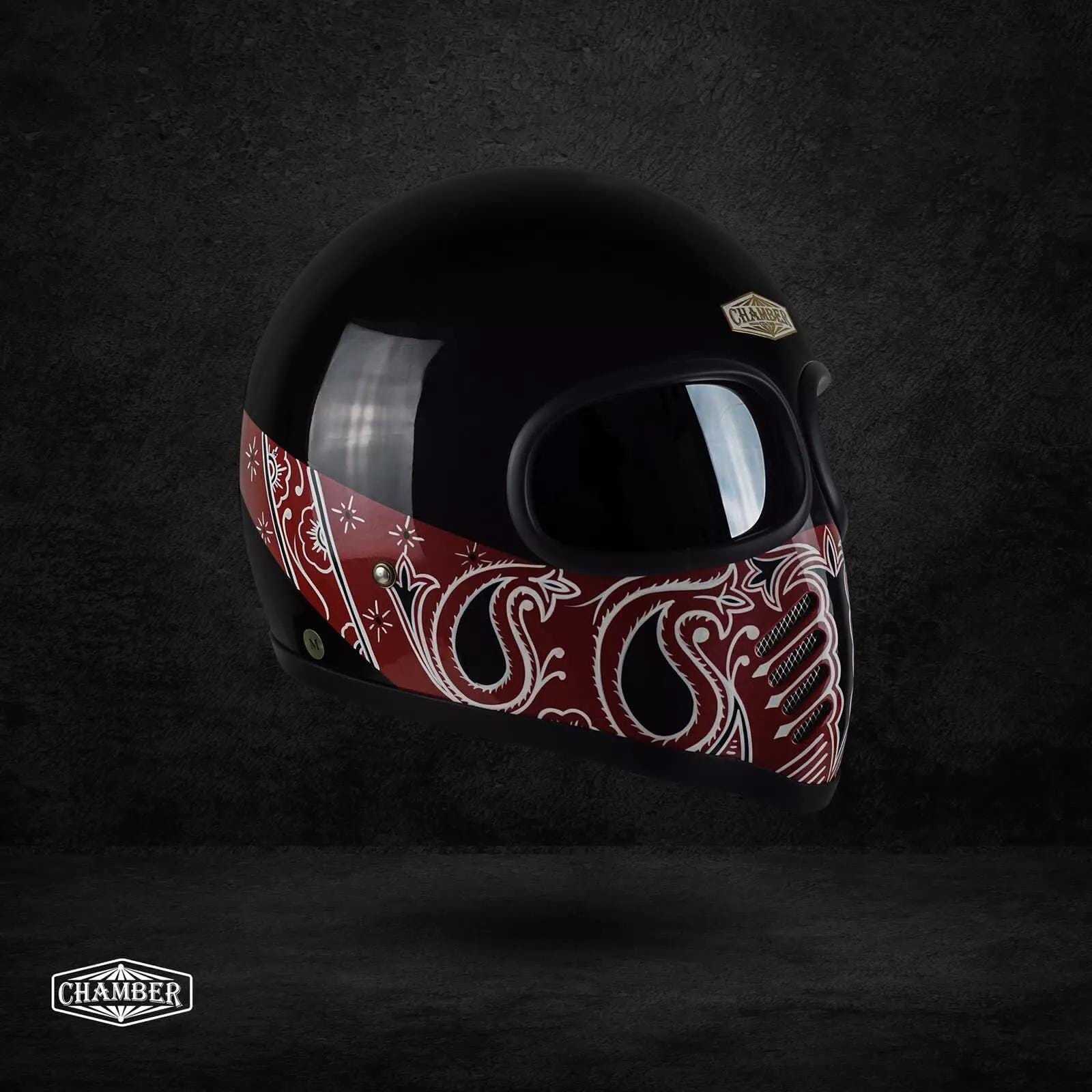 custom red bandana motorcycle helmet J5FireLids making it a unisex option Daytona Skull Cap Half Helmet