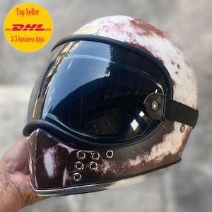 New Sale ! Vintage Custom Helmet Galaxy Patina Crack Cafe Racer Chopper Bobber Motorcycle DOT