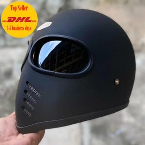 Sale ! Vintage Custom Helmet XF-GP Black Matte Cafe Racer Bobber Chopper Motorcycle DOT