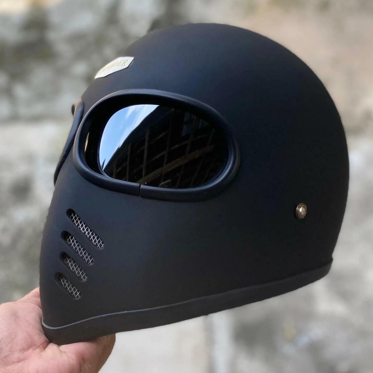 bobber matte black motorcycle helmet Airoh SPARK Full Face Secure full metal latch and DOT approved quick Custom Motorcycle Helmet XF-GP Black