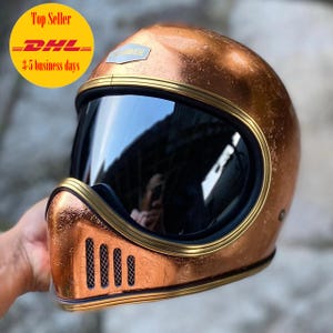 Sale ! Custom Helmet Ghostbone Rose Gold Leaf Chopper Cafe Racer Bobber Motorcycle DOT