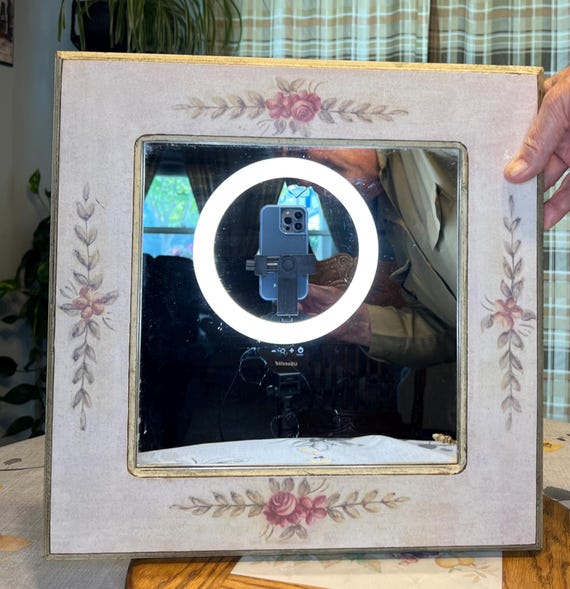 希少】イタリア製 ヴィンテージ 壁掛けミラー 鋳物フレーム シャビー