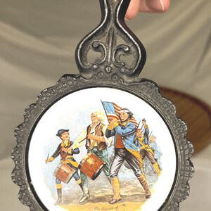 Small Cast Iron and Tile Trivet or Coaster, "The Spirit of 76",by Pilkington, England