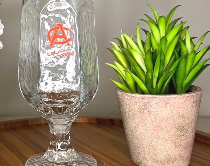 Vintage Adolf Coors AC Goblet – 6-Sided Ripple Glass Beer Chalice, Goblet