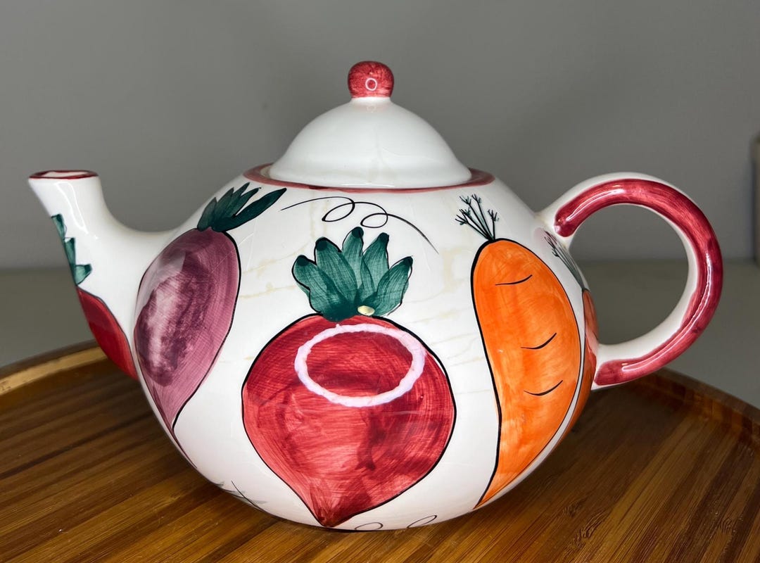 Rare Zrike Hand Painted Vegetable Teapot – Colorful Ceramic Kitchen ...