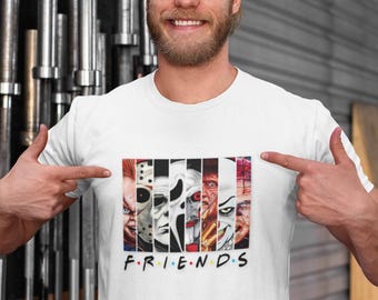 Horror Friends Shirt: Slasher Movie Parody Tee, Funny Horror Fan T-Shirt, Halloween Scary Movie Gift