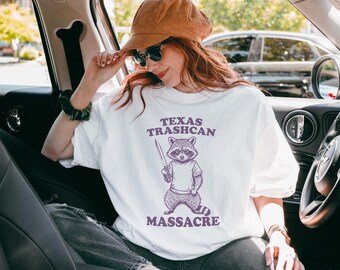 Funny Raccoon Horror Graphic Tee: Texas Trashcan Massacre Shirt, Halloween T-Shirt, Trash Panda Shirt