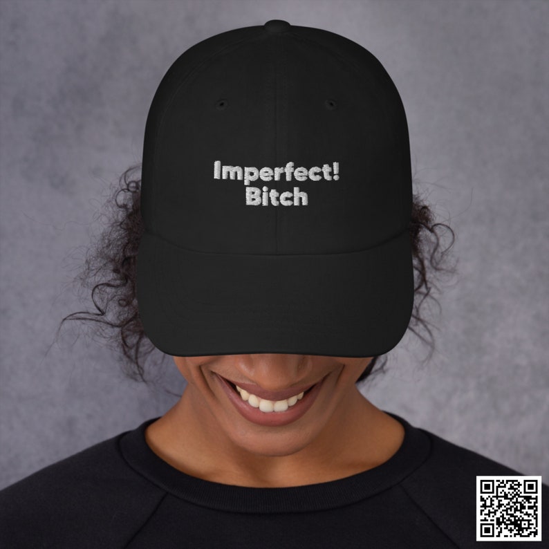 Black One-Size Embroidered Cap with Bold Statement: Imperfect Bitch zdjęcie 7