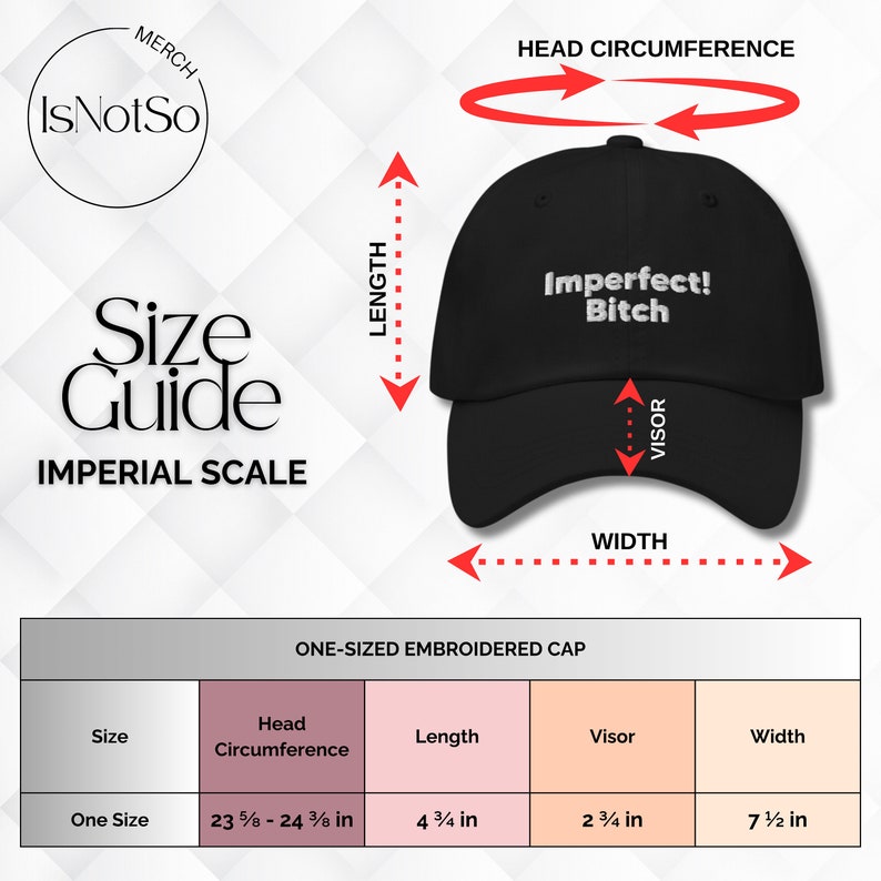 Black One-Size Embroidered Cap with Bold Statement: Imperfect Bitch zdjęcie 3
