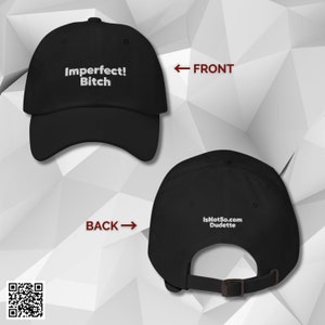 Black One-Size Embroidered Cap with Bold Statement: Imperfect Bitch zdjęcie 5